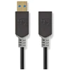 Image de Nedis Câble USB - USB 3.2 Gen 1 - USB-A mâle - USB-A femelle - 5 Gbps - Plaqué or - 2,00 m - Rond - PVC - Anthracite - Boîte