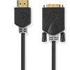 Image de Nedis Câble HDMI  | HDMI  mâle | DVI-D 24+1 broches mâle 1080p | Plaqué or | 2.00 m | Droit | PVC | Anthracite | Emballage avec fenêtre et Eu