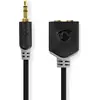 Image de Câble audio stéréo Nedis - 3.5 mm mâle - 2x 3.5 mm femelle - plaqué or - 0.20 m - rond - anthracite - boîte