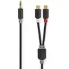Image de Nedis Câble audio stéréo - 3,5 mm mâle - 2x Cinch femelle - Plaqué or - 0,20 m - Rond - Anthracite - Box Box
