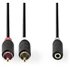 Image de Nedis Câble audio stéréo - 2x RCA mâle - 3,5 mm femelle - Plaqué or - 0,20 m - Rond - Anthracite - Box Box