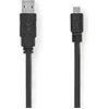 Image de Câble USB | USB 2.0 | USB-A mâle | USB Micro-B mâle | 480 Mbps | Nickelé | 1.00 m | Plat | PVC | Noir | Sachet en plastique