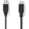 Image de Câble USB | USB 2.0 | USB-A mâle | USB Micro-A | 480 Mbps | Nickelé | 2.00 m | Rond | PVC | Noir | Sachet plastique