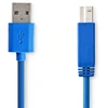 Image de Nedis Câble USB - USB 3.2 Gen 1 - USB-A mâle - USB-B mâle - 5 Gbps - Nickelé - 3,00 m - Rond - PVC - Bleu - Enveloppe