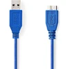 Image de Nedis Câble USB - USB 3.2 Gen 1 - USB-A mâle - USB Micro-B mâle - 5 Gbps - Nickelé - 5,00 m - Rond - PVC - Bleu - Couvercle
