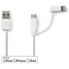 Image de Câble 2 en 1 | USB 2.0 | USB-A mâle | Apple Lightning, 8 broches / USB Micro-B mâle | 480 Mbps | 1.00 m | Nickelé | Rond | PVC | Blanc | Sachet en plastique