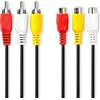 Image de Nedis câble vidéo composite - 3x RCA mâle - 3x RCA femelle - nickelé - 480p - 5.00 m - rond - PVC - noir - enveloppe