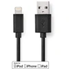 Image de Nedis Câble Lightning - USB 2.0 - Apple Lightning 8 broches - Connecteur USB-A - 480 Mbps - Nickelé - 1,00 m - Rond - PVC - Noir - Boîte
