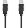 Image de Nedis Câble USB - USB 2.0 - USB-A mâle - USB-A mâle - 480 Mbps - Nickelé - 2,00 m - Rond - PVC - Noir - Boîte