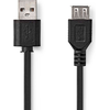 Image de Câble USB | USB 2.0 | USB-A mâle | USB-A femelle | 480 Mbps | Nickelé | 2.00 m | Rond | PVC | Noir | Boîte