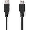 Image de Nedis Câble USB - USB 2.0 - USB-A mâle - USB Mini-B 5 broches mâle - 480 Mbps - Nickelé - 2,00 m - Rond - PVC - Noir - Boîte noire
