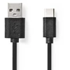 Image de Câble USB | USB 2.0 | USB-A mâle | USB-C  mâle | 60 W | 480 Mbps | Nickelé | 0,10 m | Rond | PVC | Noir | Blister