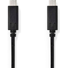 Image de Câble USB Nedis - USB 3.2 Gen 1 - USB-C mâle - USB-C mâle - 60 W - 4K@60Hz - 5 Gbps - Nickelé - 1,00 m - Rond - PVC - Noir - Boîte