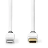 Image de C  ble Nedis Lightning - USB 2.0 - Apple Lightning 8 broches - USB-C m  le - 480 Mbps - plaqu © or - 1.00 m - rond - PVC - blanc - bo ®te