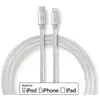 Image de Câble Lightning | USB 2.0 | Apple Lightning, 8 broches | USB-C  mâle | 480 Mbps | Plaqué or | 1,00 m | Rond | Tressé / Nylon | Aluminium / Argent | Boîte avec fenêtre couverte