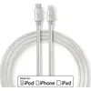Image de Câble Nedis Lightning - USB 2.0 - USB-C mâle - Apple Lightning 8 broches - 480 Mbps - plaqué or - 2.00 m - rond - tressé / nylon - aluminium - emballage avec fenêtre transparente