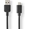 Image de Nedis Câble USB - USB 3.2 Gen 2 - USB-A mâle - USB-C mâle - 60 W - 10 Gbps - nickelé - 1,00 m - rond - PVC - noir - boîte