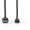Image de Câble USB Nedis - USB 3.2 Gen 1 - USB-A mâle - USB-C mâle - 60 W - 5 Gbps - nickelé - 2.00 m - rond - PVC - noir - boîte