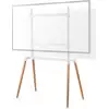 Image de Support TV au sol | 60-75 " | poids maximum de l'écran supporté : 40 kg | Design scandinave | Sangle anti-basculement | Fermeture à déclic | Aluminium / Acier | Blanc