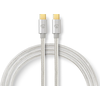 Image de Câble USB | USB 2.0 | USB-C  mâle | USB-C  mâle | 100 W | 480 Mbps | Plaqué or | 1,00 m | Rond | Tressé / Nylon | Argent | Boîte avec fenêtre couverte