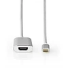 Image de Adaptateur USB-C  | USB 3.2 Gen 1 | USB-C  mâle | HDMI  femelle | 4K@60Hz | Alimentation électrique | 2,00 m | Rond | Plaqué or | Tressé / Nylon | Argent | Boîte avec fenêtre couverte