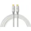 Image de Câble USB Nedis - USB 3.2 Gen 2x2 - USB-C mâle - USB-C mâle - 100 W - 4K@60Hz - 20 Gbps - plaqué or - 2.00 m - rond - tressé / nylon - argent - emballage avec fenêtre transparente