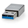 Image de Adaptateur Nedis USB-A - USB 3.2 Gen 1 - USB-A mâle - USB-C femelle - 5 Gbps - rond - nickelé - argent - emballage avec fenêtre transparente