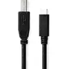 Image de Câble USB Nedis - USB 2.0 - USB-C mâle - USB-B mâle - 480 Mbps - nickelé - 2.00 m - rond - PVC - noir - boîte