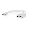Image de Nedis USB-C Adapter - USB 2.0 - USB-C mâle - USB-C femelle / 3.5 mm femelle - 0.10 m - rond - nickelé - PVC - blanc - boîte