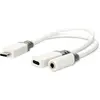 Image de Nedis USB-C Adapter - USB 2.0 - USB-C mâle - USB-C femelle / 3.5 mm femelle - 0.10 m - rond - plaqué or - PVC - blanc - boîte