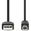 Image de Câble USB | USB 2.0 | USB-A mâle | USB-B mâle | 10 W | 480 Mbps | Nickelé | 2,00 m | Rond | PVC | Noir | Etiquette