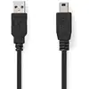 Image de Câble USB | USB 2.0 | USB-A mâle | USB Mini-B 5 broches mâle | 480 Mbit/s | Nickelé | 5,00 m | Rond | PVC | Noir | Étiquette