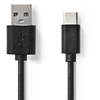 Image de Câble USB | USB 2.0 | USB-A mâle | USB-C  mâle | 2,5 W | 480 Mbps | Nickelé | 1,00 m | Rond | PVC | Noir | Étiquette