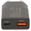 Image de Chargeur mural double port GaN, 20 W PD3.0, USB-A/C, noir