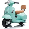 Image de Scooter électrique pour enfants Vespa GTS Mini 6 V (1 à 3 ans)   Sous licence officielle, avec phare, roues d'appui et siège en cuir   Scooter électrique pour enfants   Bleu