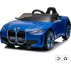 Image de Voiture électrique pour enfants BMW i4 12 V (1 à 6 ans)   Sous licence officielle, avec télécommande, pneus en EVA, 2 moteurs et ceinture de sécurité à 3 points   Véhicule électrique pour enfants bleu