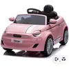 Image de Voiture électrique pour enfants Fiat 500e 12 V (1 à 5 ans)   Sous licence officielle, avec télécommande, siège en cuir et lecteur MP3   Véhicule électrique pour enfants rose