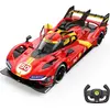 Image de Voiture radiocommandée Ferrari 499P LMDh à l'échelle 1:14   Sous licence officielle, télécommande 2,4 GHz, LED et vitesse de 9 km/h   Voiture radiocommandée   Rouge