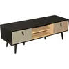 Image de Meuble Tv Chelsea Avec Motifs - Bois Clair Et Noir - 120 X 40 X H 40 Cm - Livraison Gratuite