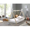 Image de Vipack Tipi Tente Lit avec matelas et sommier à lattes, avec surface de couchage 90 x 200 cm, finition pin massif blanc/naturel