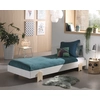 Image de Vipack Modulo lit simple/lit superposé 90 x 200 cm surface de couchage, laqué blanc, pied aspect flèche pin naturel laqué