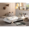 Image de Vipack Modulo lit simple/lit superposé 90 x 200 cm surface de couchage, laqué blanc, pied aspect étoile smiley pin naturel laqué