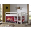 Image de Vipack Lit mi-hauteur PINO, avec set textile "FIRE RESCUE", finition pin massif laqué blanc