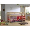 Image de Vipack Lit mi-hauteur PINO, avec set textile "FIRE RESCUE", finition pin massif laqué naturel