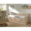 Image de Vipack - Lit gigogne Fritz avec encadrement à barreaux, 3 tiroirs et sommier à lattes, couchage 90 x 200, tiroir de lit inclus, finition laquée Milky White