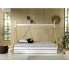 Image de Vipack - Tipi Tente Lit Surface de couchage 90 x 200 cm, incl. sommier à lattes et tiroir de lit (blanc), Finition pin massif naturel/blanc