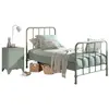 Image de Lit Bronxx en métal 90 x 200 cm (sommier à lattes inclus) avec table de chevet - vert olive mat