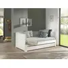 Image de VIPACK Lit gigogne avec rallonge, surface de couchage extensible de 90 x 200 à 180 x 200, tiroir de lit inclus, finition en pin et MDF laqué blanc