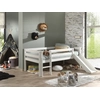 Image de VIPACK Lit de jeu à couchette avec surface de couchage 90 x 200 cm, échelle, toboggan et sommier à lattes à roulettes inclus, en pin massif laqué blanc