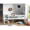 Image de Lit de jeu à couchette Vipack avec surface de couchage 90 x 200 cm, échelle, sommier à lattes à roulettes et étagère à suspendre inclus, en pin massif laqué blanc